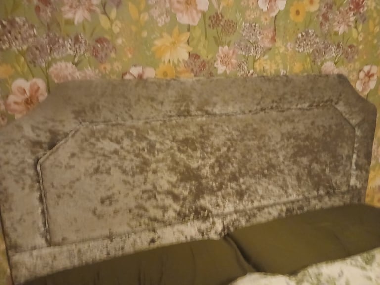 image for Kingsized silver/grey velour headboard. Free