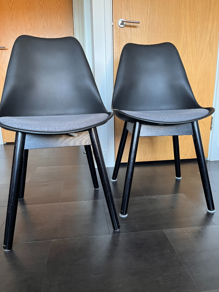 Discontinued Made dot com Pair of Black Dining Chairs, Good Condition, but Used (Bought for £149)