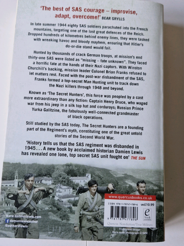 SAS NAZI HUNTERS. DAMIEN LEWIS PAPERBACK 