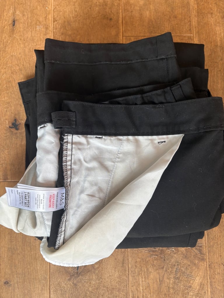 image for 3 pairs boys black school trousers age 13-14 /14-15 plus
