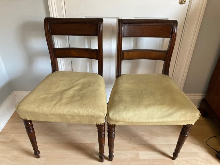 image for Dark wood vintage pair of chairs 