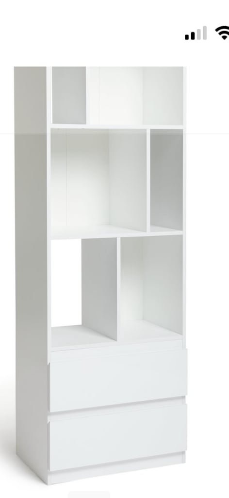 Narrow Bookcase with 2 drawers