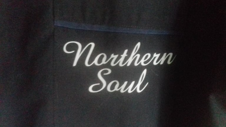 MENS BLACK MAKROM NORTHERN SOUL BOWLING SHIRT WITH THE NS FIST ON THE BACK SIZE XL
