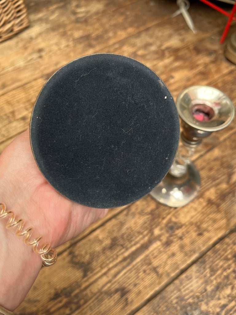 Silver Glass  Heavy candle stick holders 