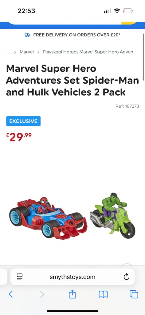 Marvel Super Hero Adventures Set Spider-Man and Hulk Vehicles 2 Pack