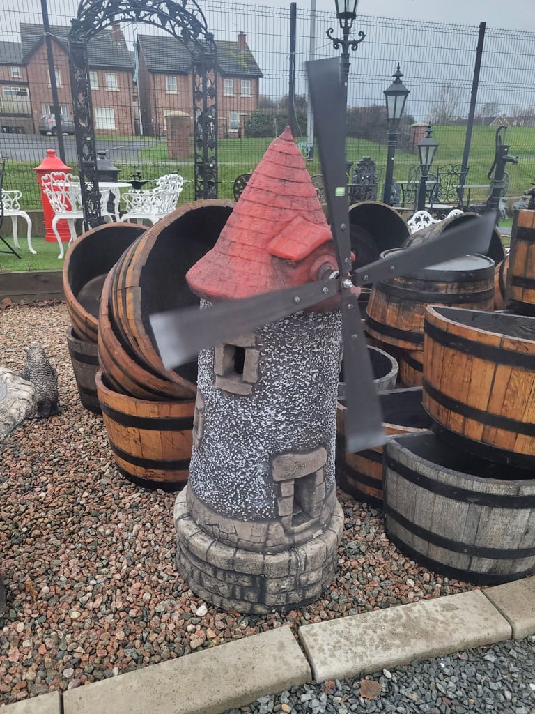 stone donkey & cart garden ornament