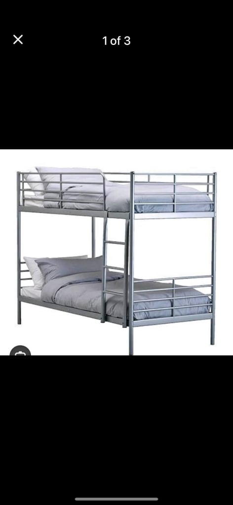 Ikea Sparta Metal Bunks Sleeper Cabin Loft Single Bed Frame Kids Child Teenager Landlord Rental B&B 