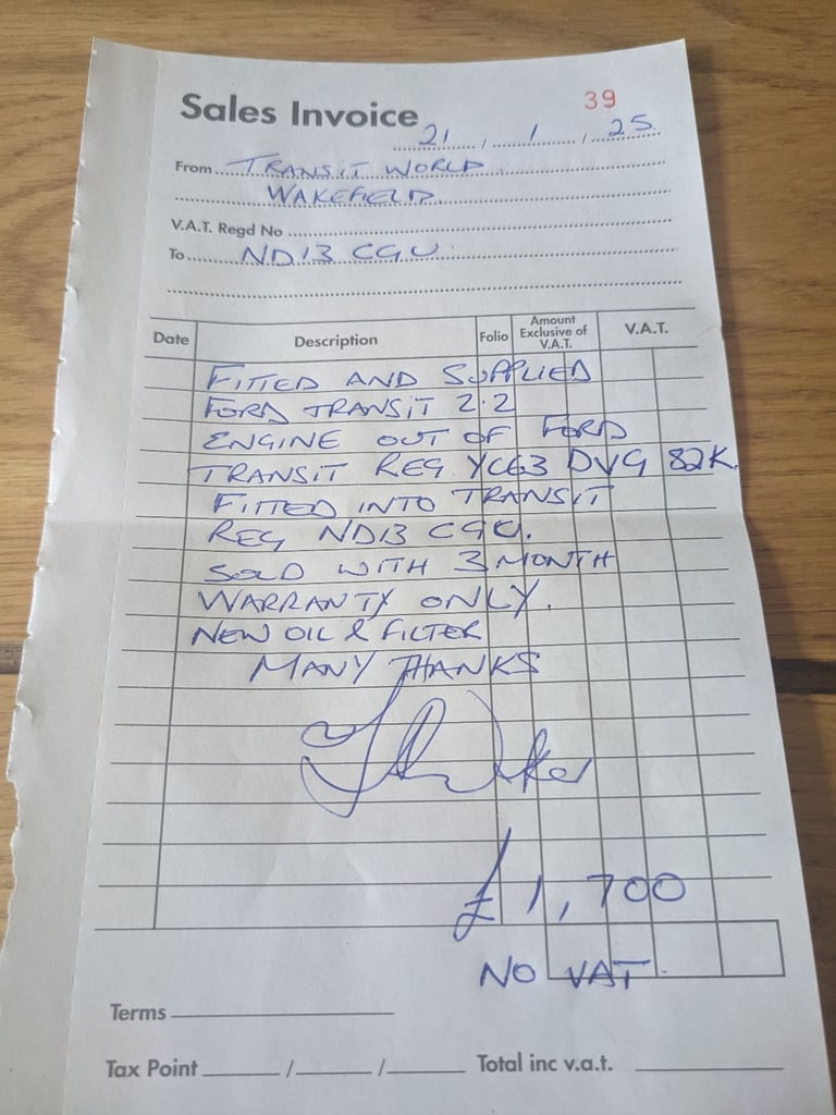 transit mk7 had replacement engine,any inspection welcome rac or aa, £3495 no vat px poss