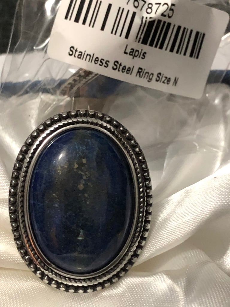 SET OF 2 Lapis Lazuli Oval Cut Lapis Lazuli Oval Shape Ring 50.00 Ct Size N NEW 