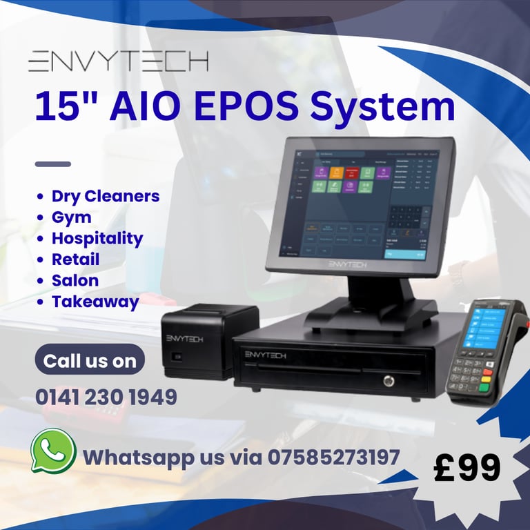 Full Touchscreen EPOS System for Takeaway POS Cash Register Till Delivery Fast Food Pizza Curry Shop