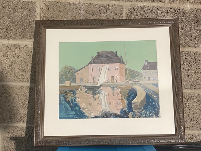 Framed watercolour painting “The canal basin” by Frances Blair 