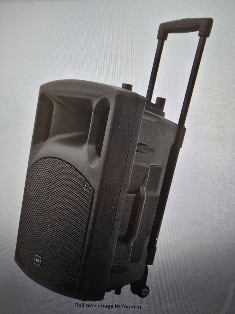 2 x PA SYSTEM/BLUETOOTH SPEAKERS WITH STANDS AND MICROPHONES