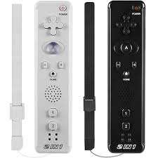 Wii Controller 2 Pack - Wii Remote with Silicone Case and Wrist Strap (black+white)