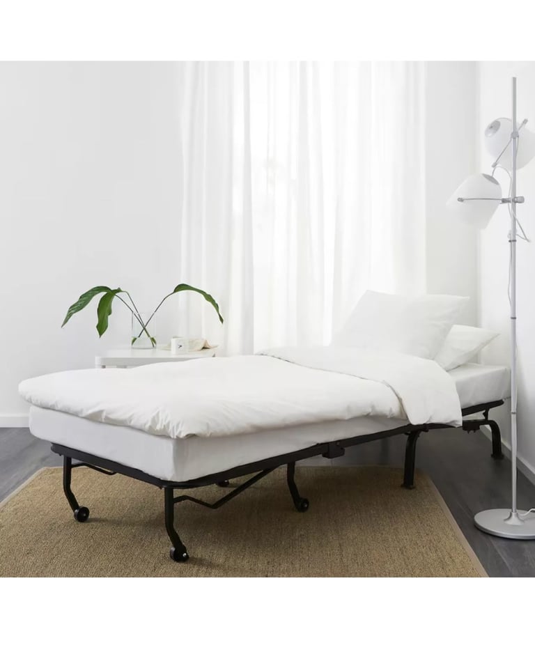 Sofa bed Velvet pink covered IKEA LYCKSELE single folding sofa bed chair. Grey mattress 