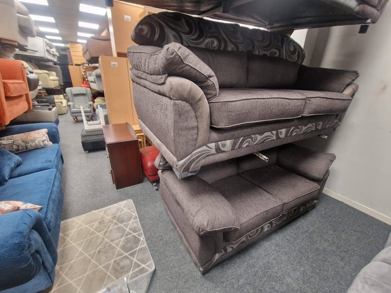 Modern 3 and 2 seater sofa in a tan fabric   Only £225