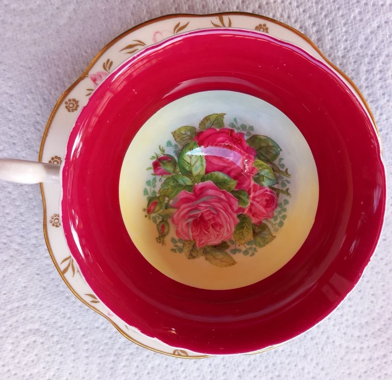 image for Foley China cup and saucer set, red and gold pattern