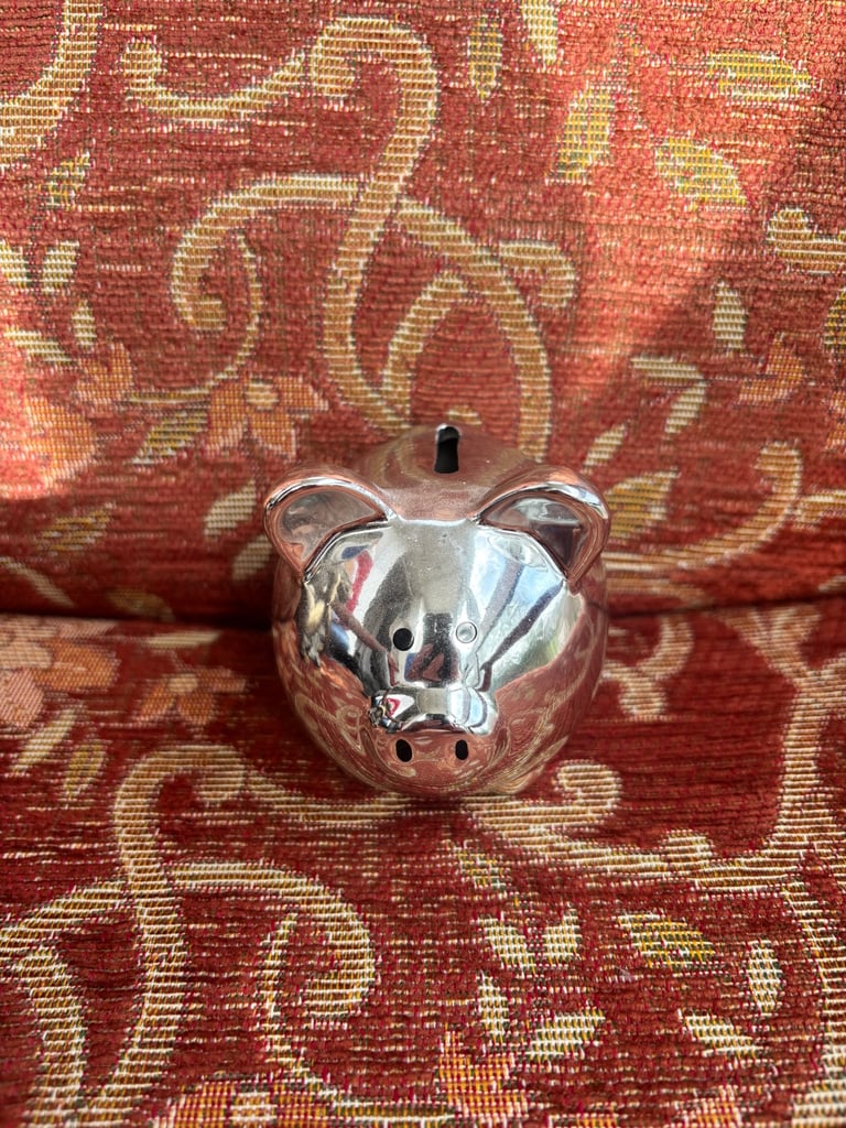 image for Shiny silver piggy bank with slot
