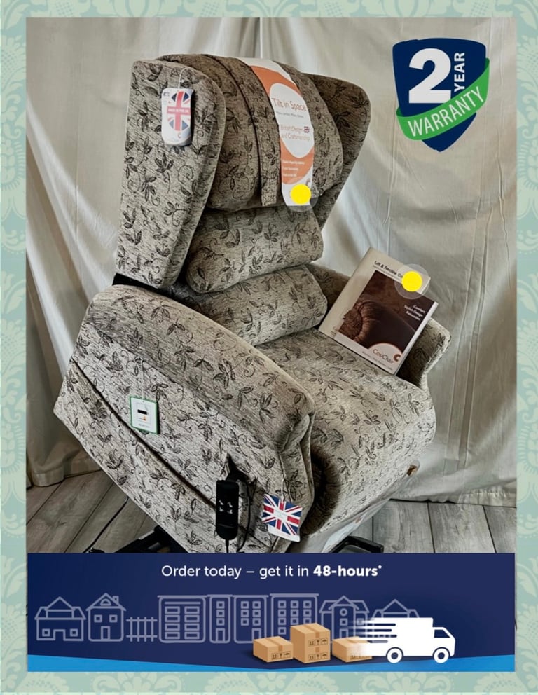 48hr🚚 Grey Cosi Chair Dual Motor Riser Recliner Electric Chair in