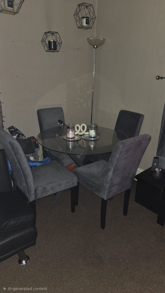 4x Grey suede chairs only 