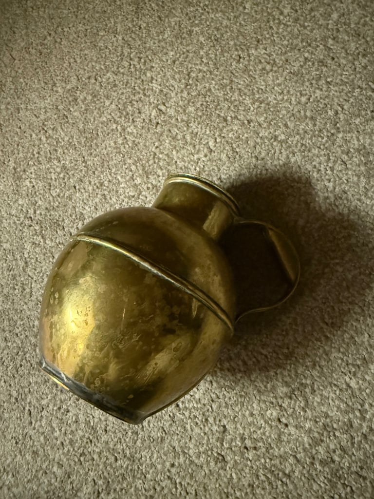Vintage Brass Guernsey Jersey Jugs Pitcher Dented Antiques