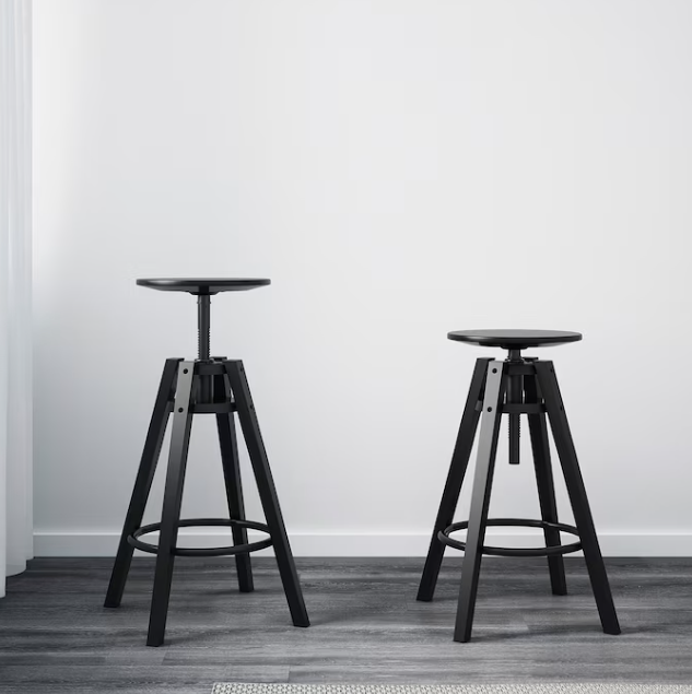 2 IKEA Dalfred Height Adjustable Bar Stools with Seat Cushions FREE DELIVERY 039