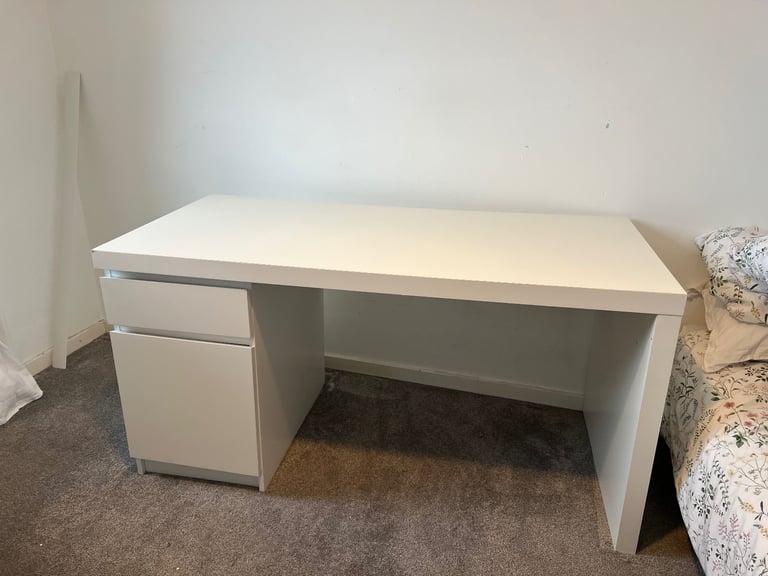 IKEA white malm desk 