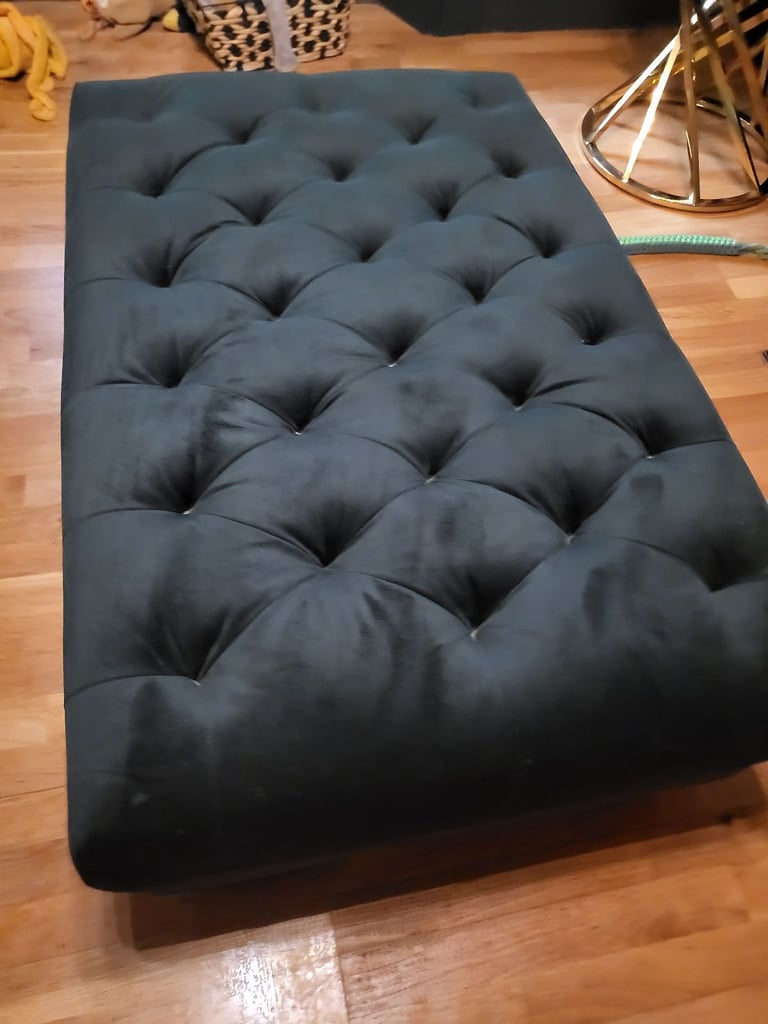 image for Bottle Green velevet sofa and matching footstool