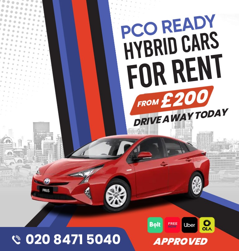 Hire cheap Hybrid PCO rent Toyota prius corolla ioniq plug-in uber ready