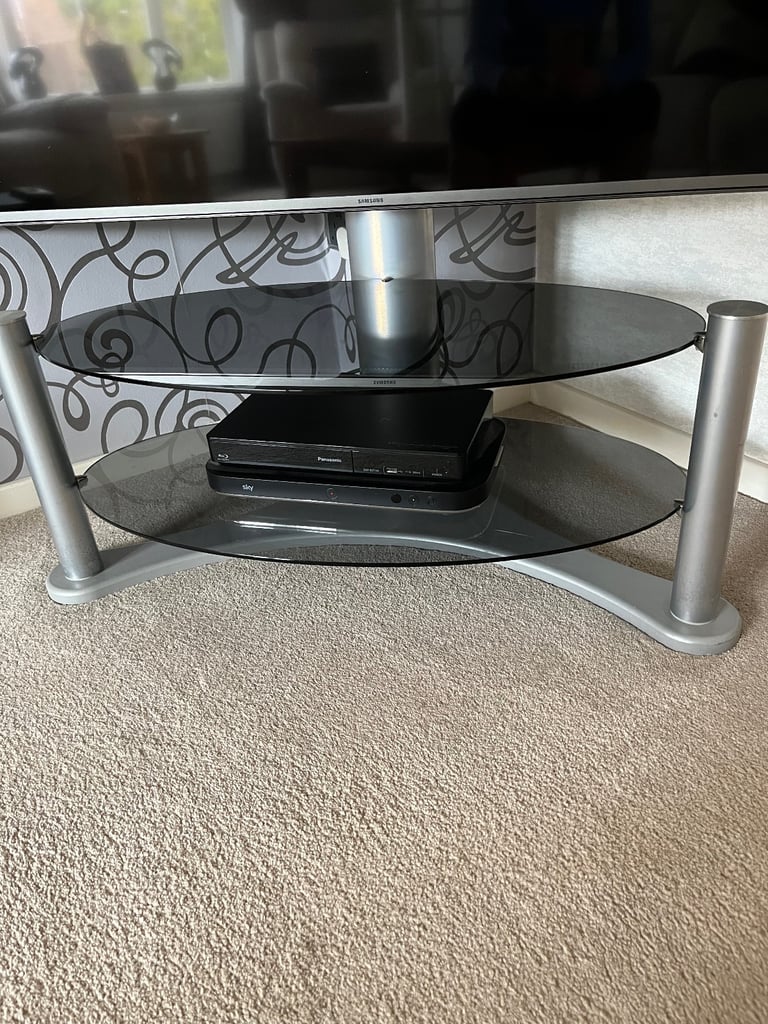 image for Tv stand glass and metal 