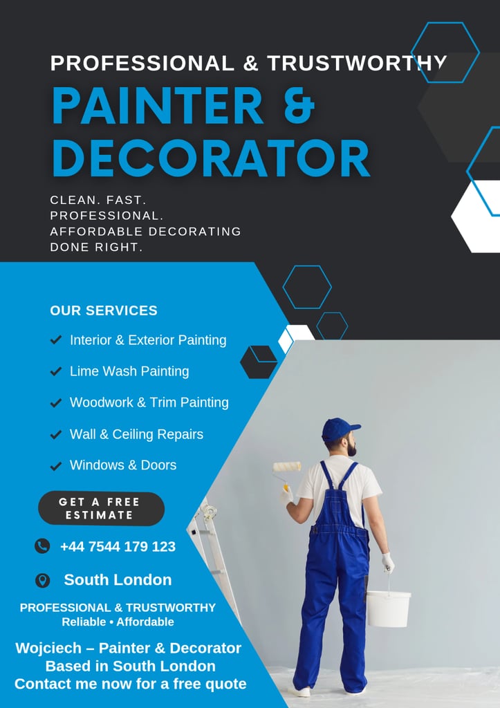 PROFESSIONAL & TRUSTWORTHY PAINTER & DECORATOR – AVAILABLE NOW IN SOUTH LONDON
