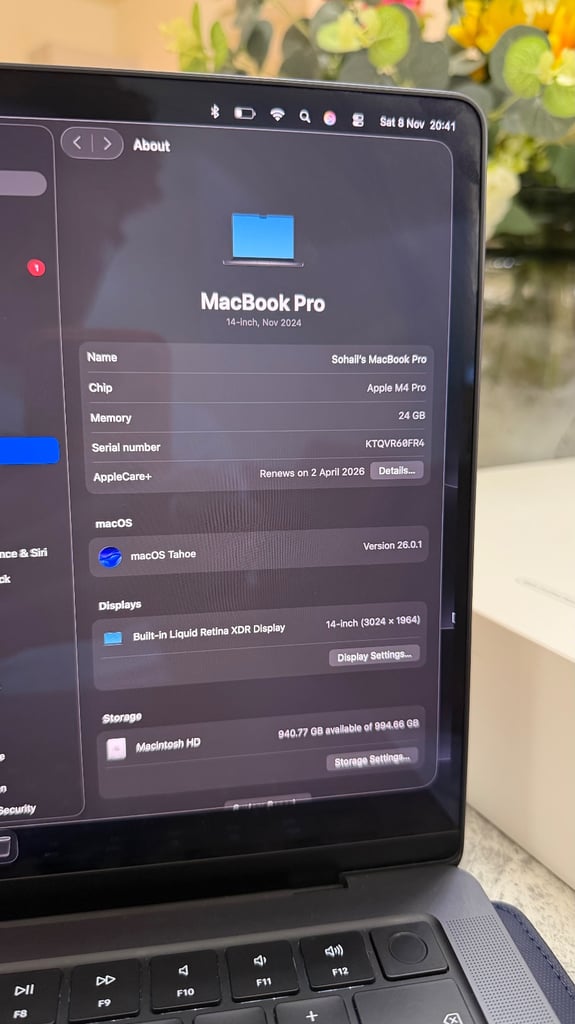 14” MacBook Pro - M4 Pro, 24GB, 1TB. Includes AppleCare+ and Laptop Sleeve