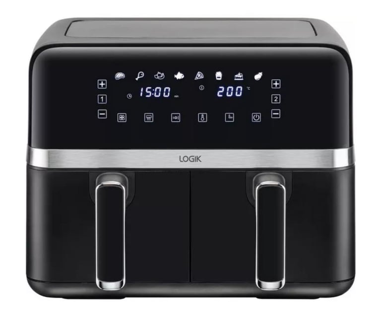 image for New Logik Dual Basket Air Fryer in Black and Silver