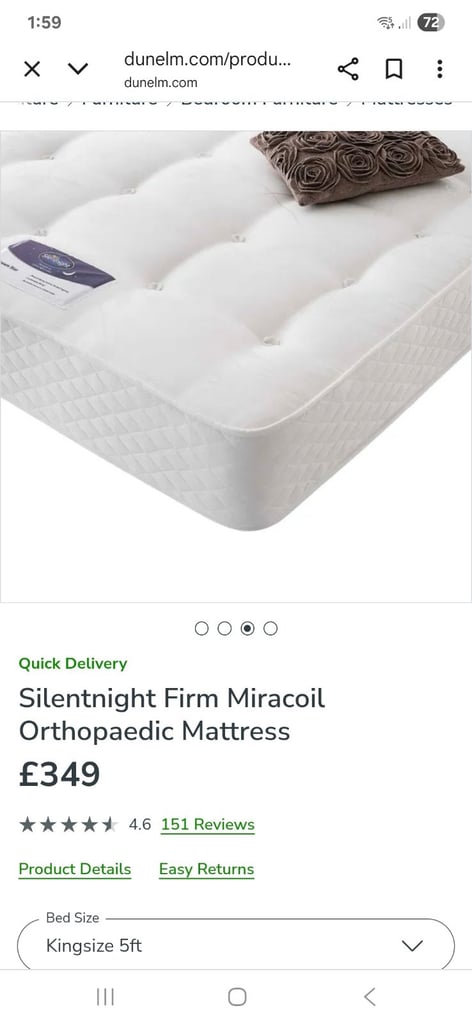 Silentnight King Size Mattress Miracoil firm  ortho 