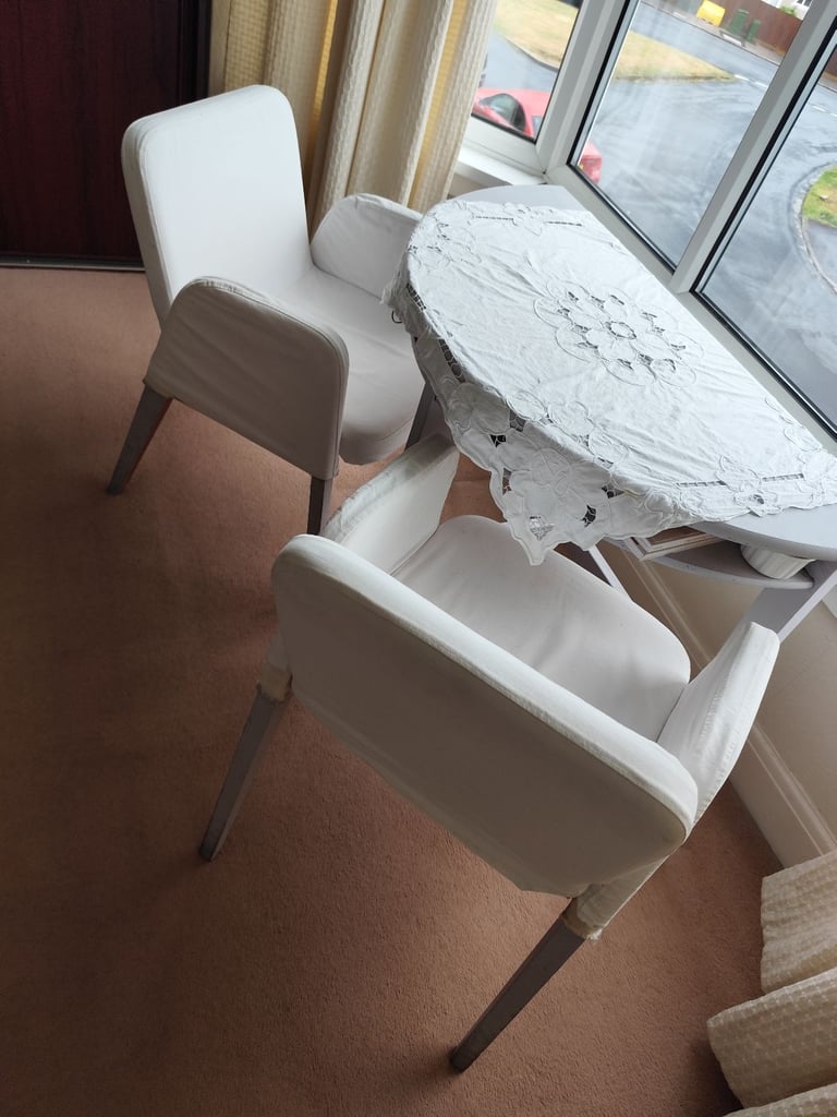 Ikea half moon desk with 2 chairs vintage