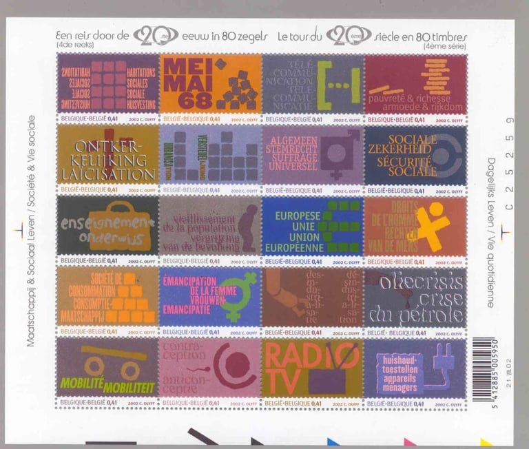 Belgium 2002  The 20th Century -  4th  issue Sheet  MNH - Society/Daily Life