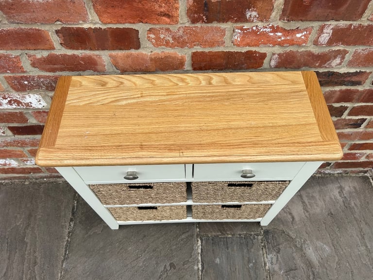 Oak & White Painted Console Table - Good Condition 