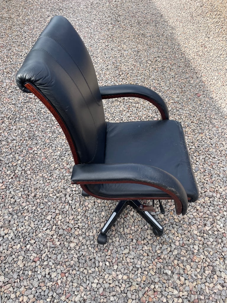 Leather Armrest Desk Chair