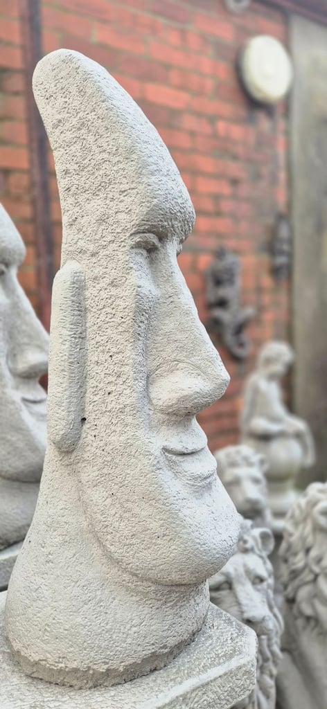image for Concrete easter island head garden statue