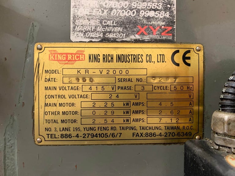 XYZ PRO 2000 CNC 2 AXIS TURRET MILLING MACHINE YEAR 2000 **NO VAT**