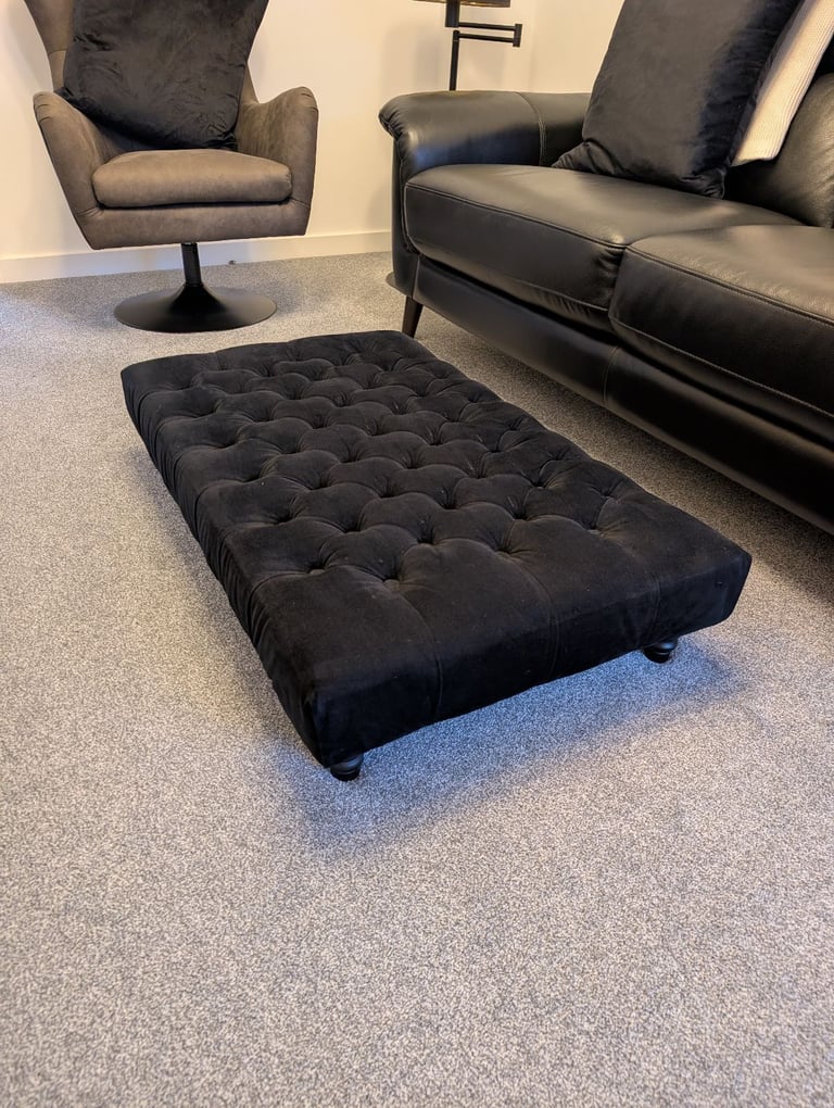 velvet Chesterfield-style footstool