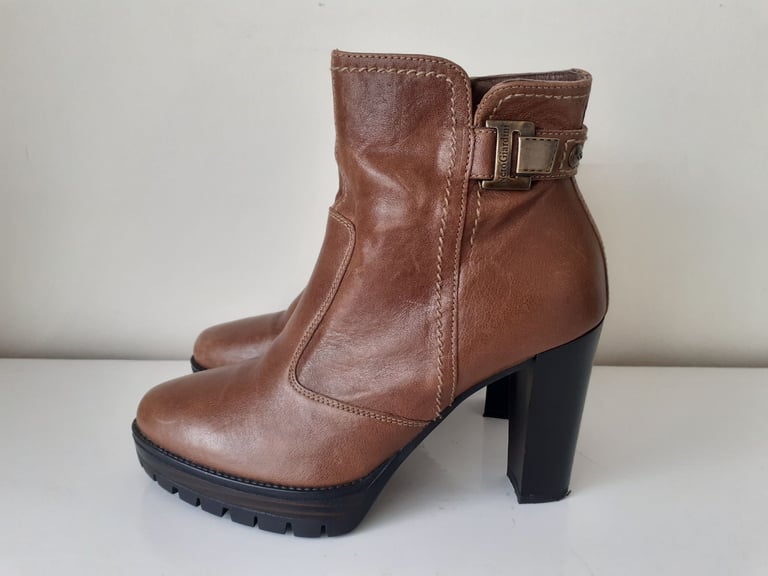 NERO GIARDINI LEATHER ANKLE BOOTS, UK SIZE 4, HARDY WORN, EXCELLENT CONDITION 