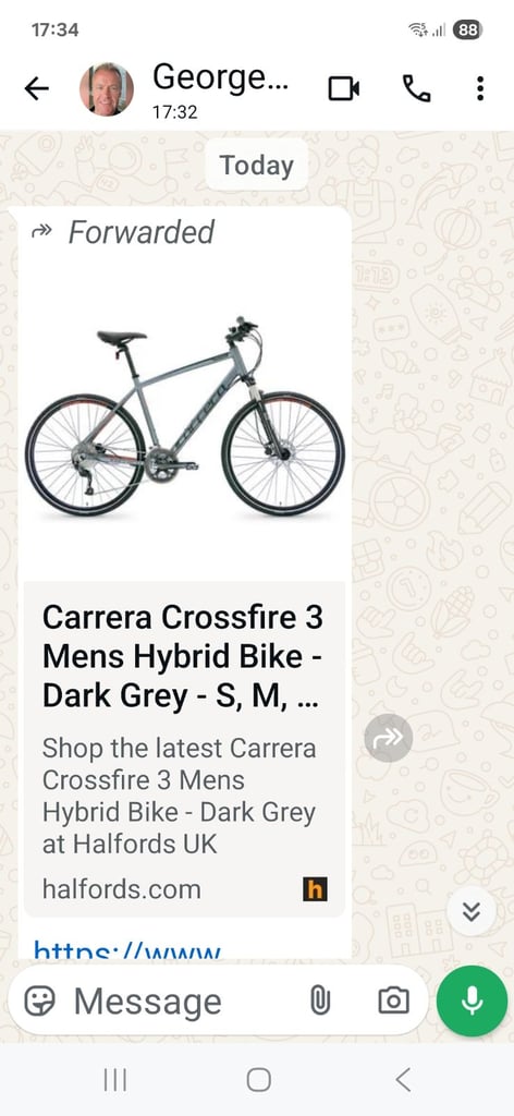 Mens Carrera crossfire 3 bike
