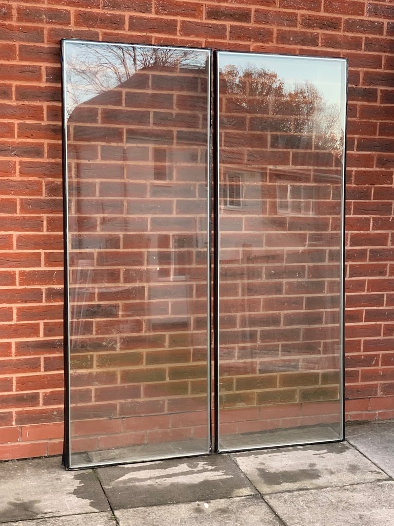DOUBLE GLAZED TOUGHENED CLEAR GLASS PANELS X 2 IDENTICAL 63.5CM BY 175.5CM