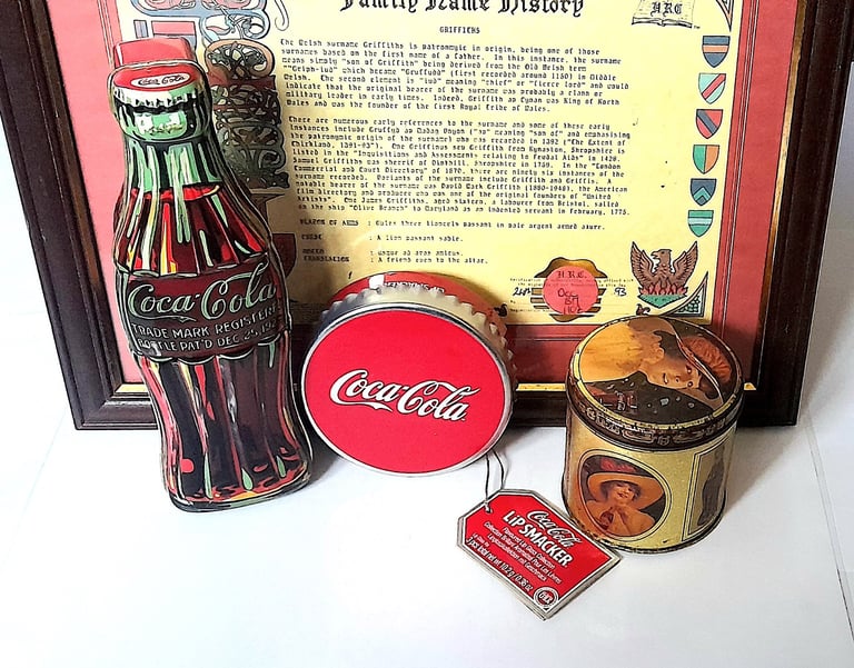 SET of THREE COCA COLA TINS - BOTTLE, ROUND and VINTAGE - GOOD