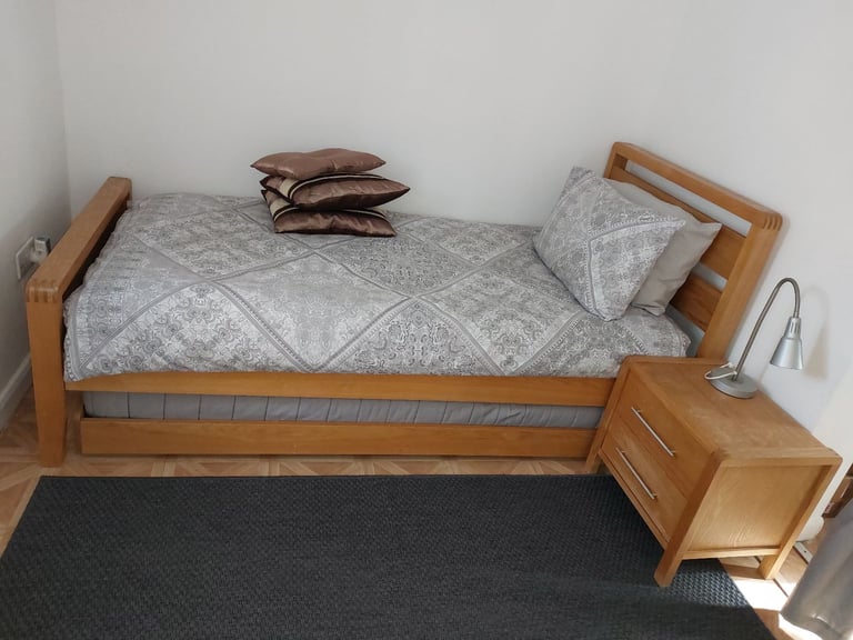 Single bed with guest bed real pine wood and bed side 