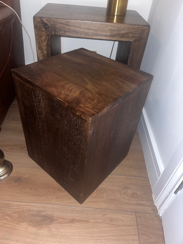 Solid wood corner tv unit and cube table set 