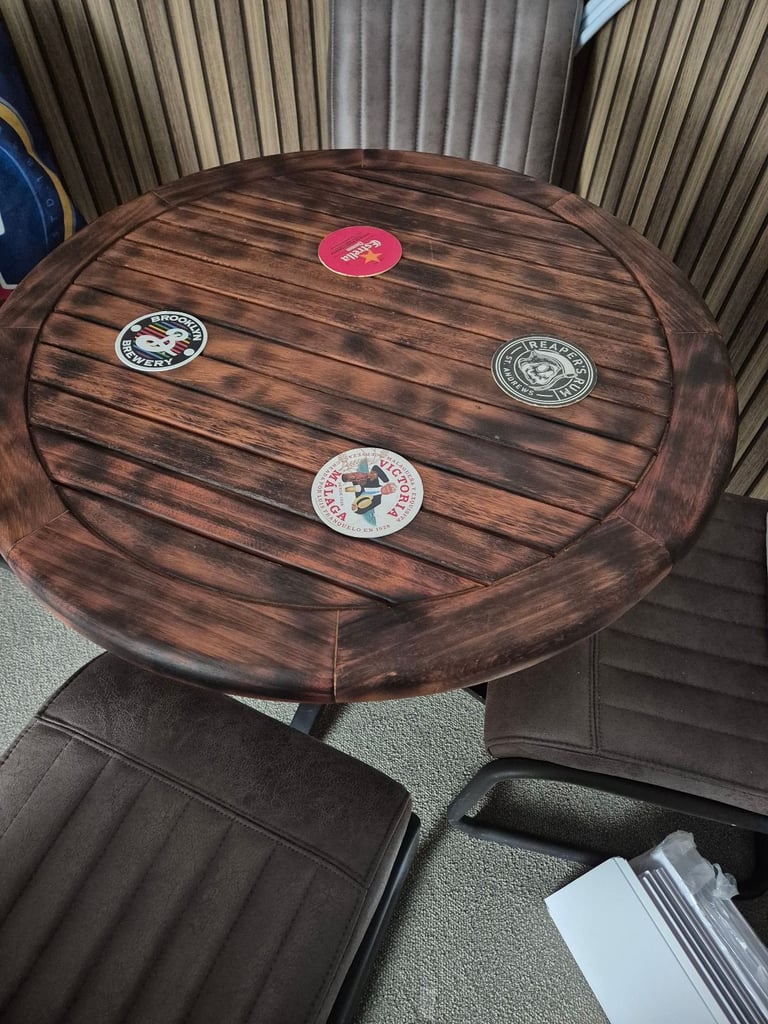 image for Round wooden top with metal base table