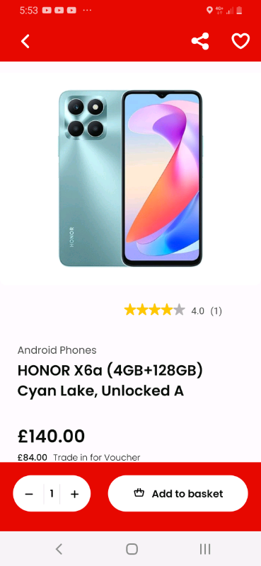Honor X6a 128gb mobile phone.