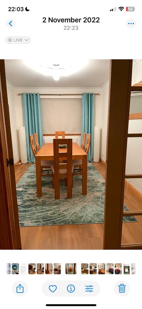 image for Solid oak dining table and 6 chairs