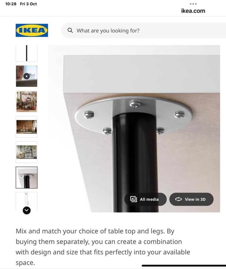 Solid Pine Table + 4 IKEA ADILS table legs